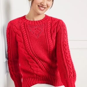 Talbots Sweater Women's 2x Chunky Knit Wool Blend Fisherman Cozy‎ Festive